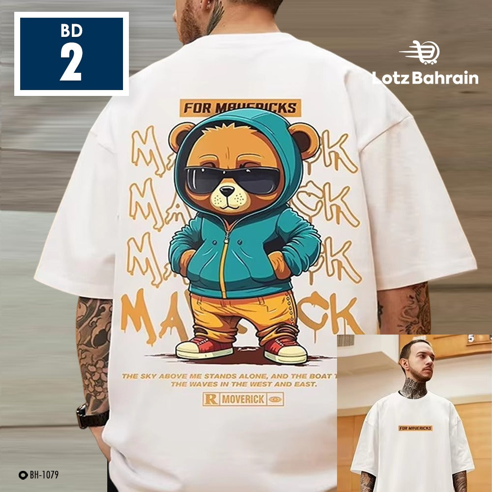 Round Neck Graphics Printed Oversized Fashion T-shirt for Men