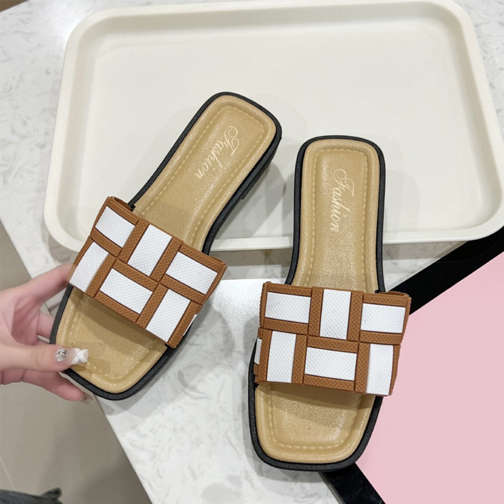Two Tone Fashion Open Toe Braided Sandals for Women