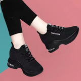 Mesh Breathable Solid Black Running Shoes for Women