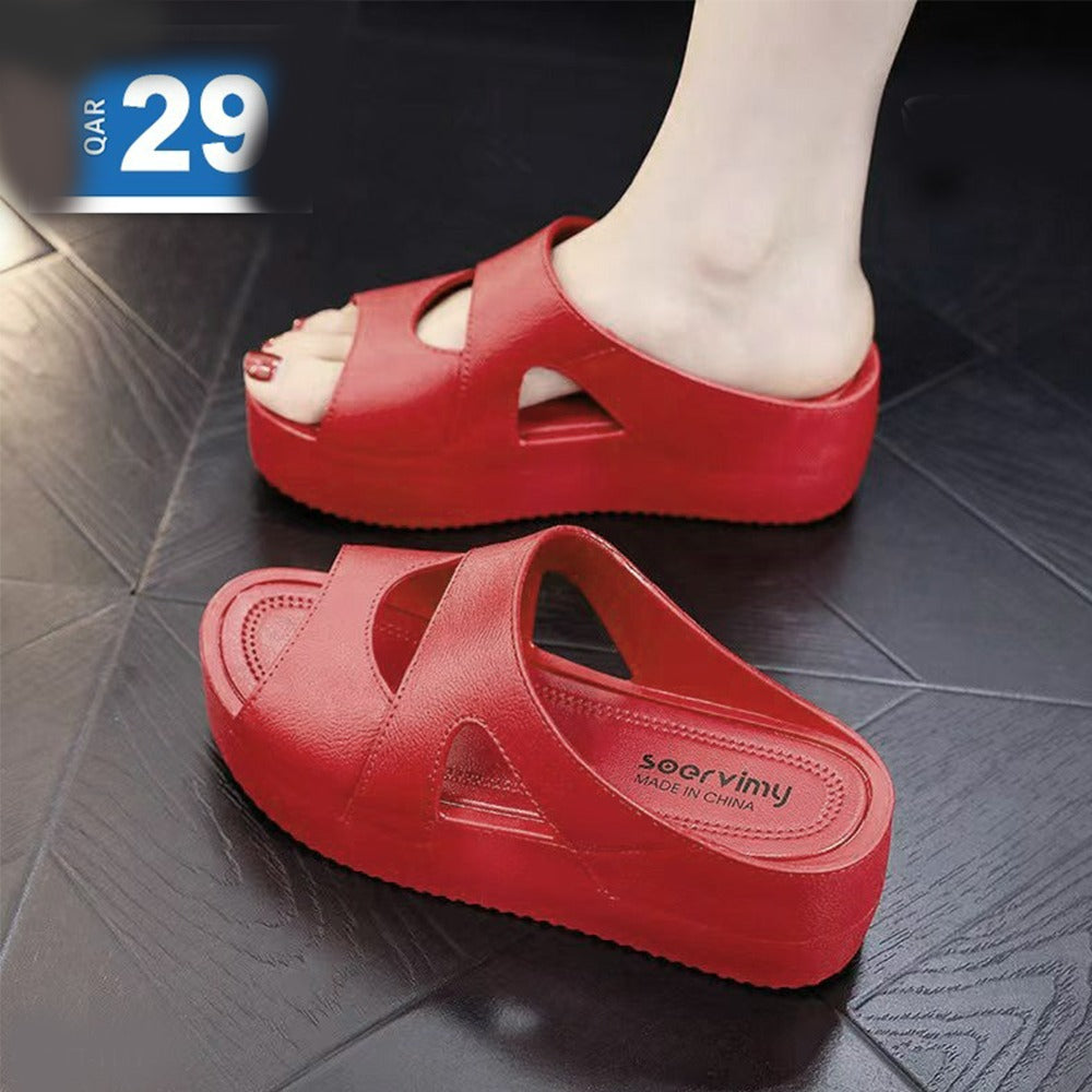 Chunky Slip-On Casual PVC Solid Sandals for Women