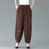 Vintage Ethnic Fashion Elastic Waist Baggy Harem Pants for Women