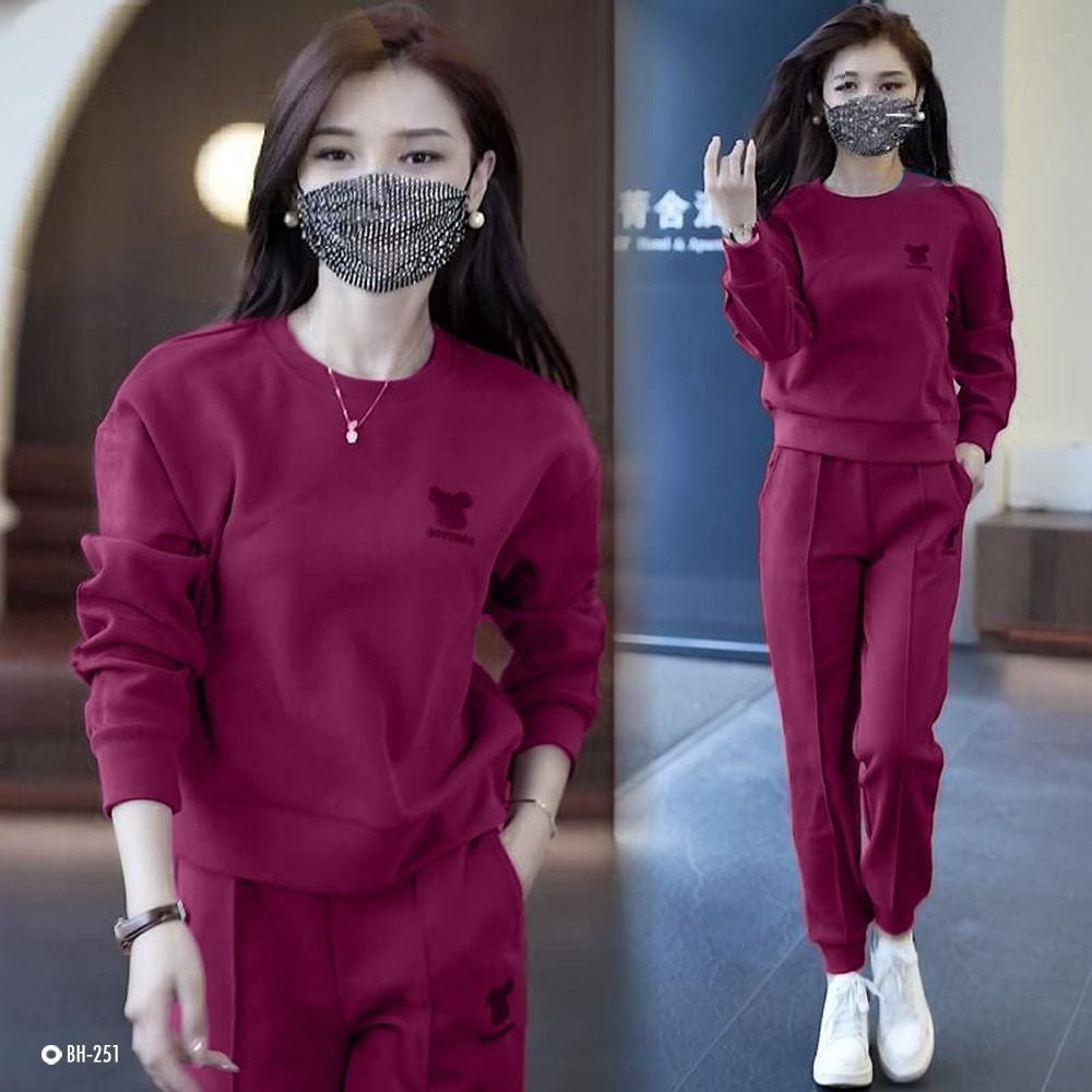 Autumn Winter Solid Fashion Long Pant & Top Sports Suit Set for Women