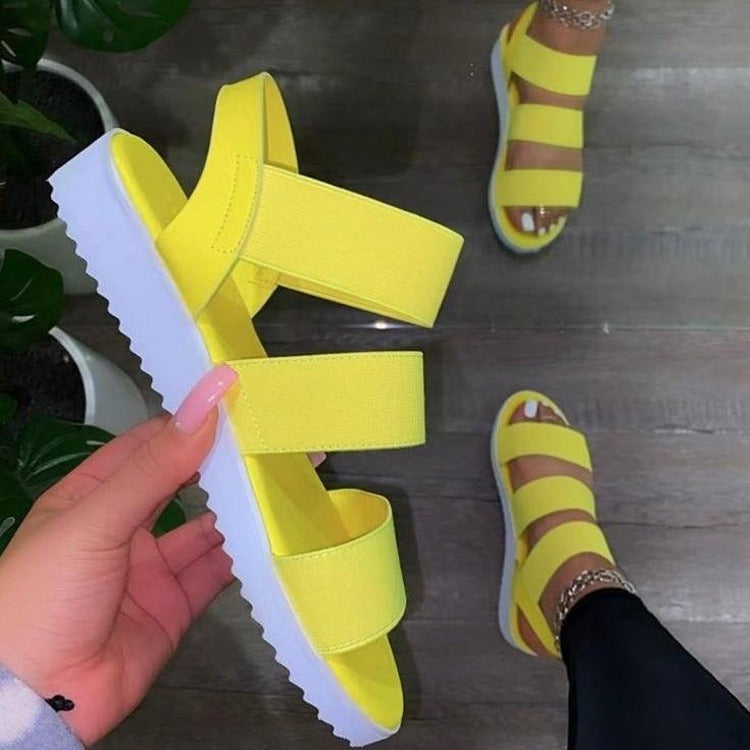 Latest Elastic Band Flat Solid Sandals for Women