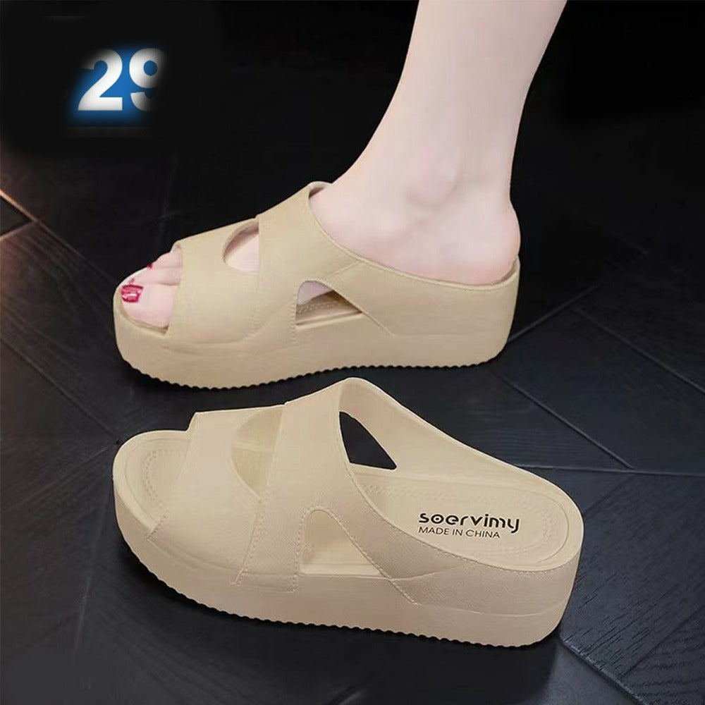 Chunky Slip-On Casual PVC Solid Sandals for Women