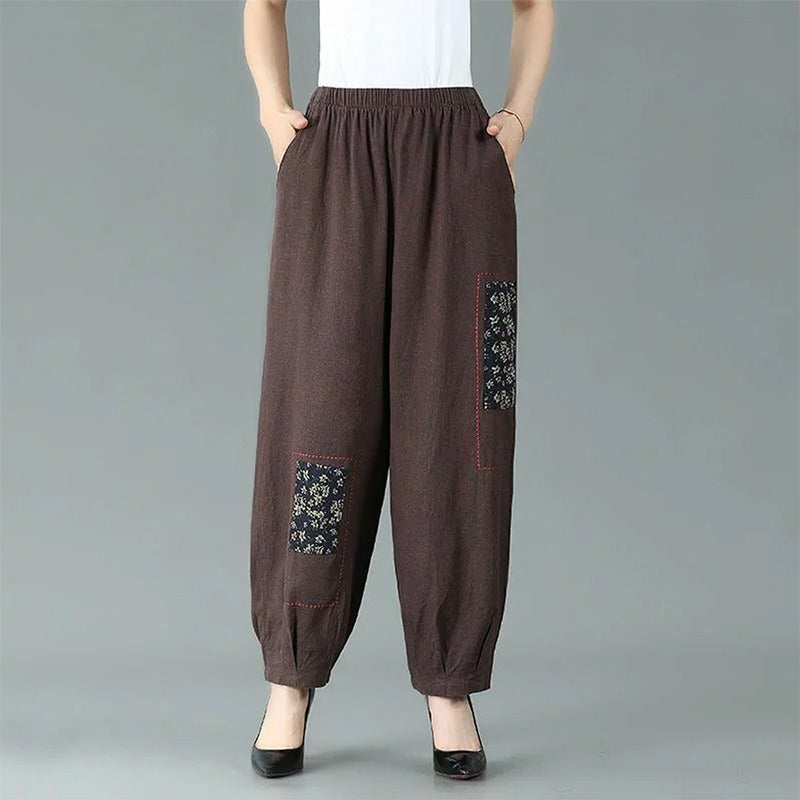 Vintage Ethnic Fashion Elastic Waist Baggy Harem Pants for Women