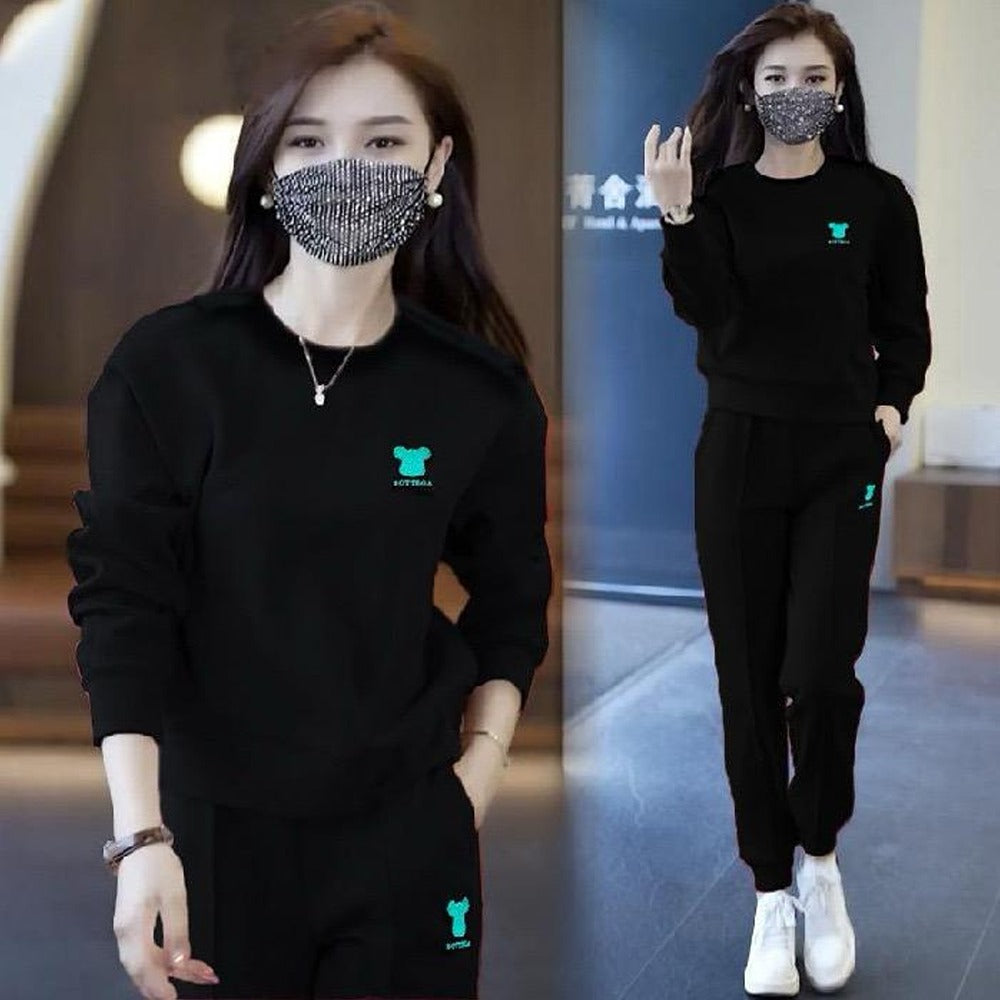 Autumn Winter Solid Fashion Long Pant & Top Sports Suit Set for Women