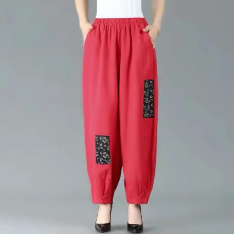 Vintage Ethnic Fashion Elastic Waist Baggy Harem Pants for Women