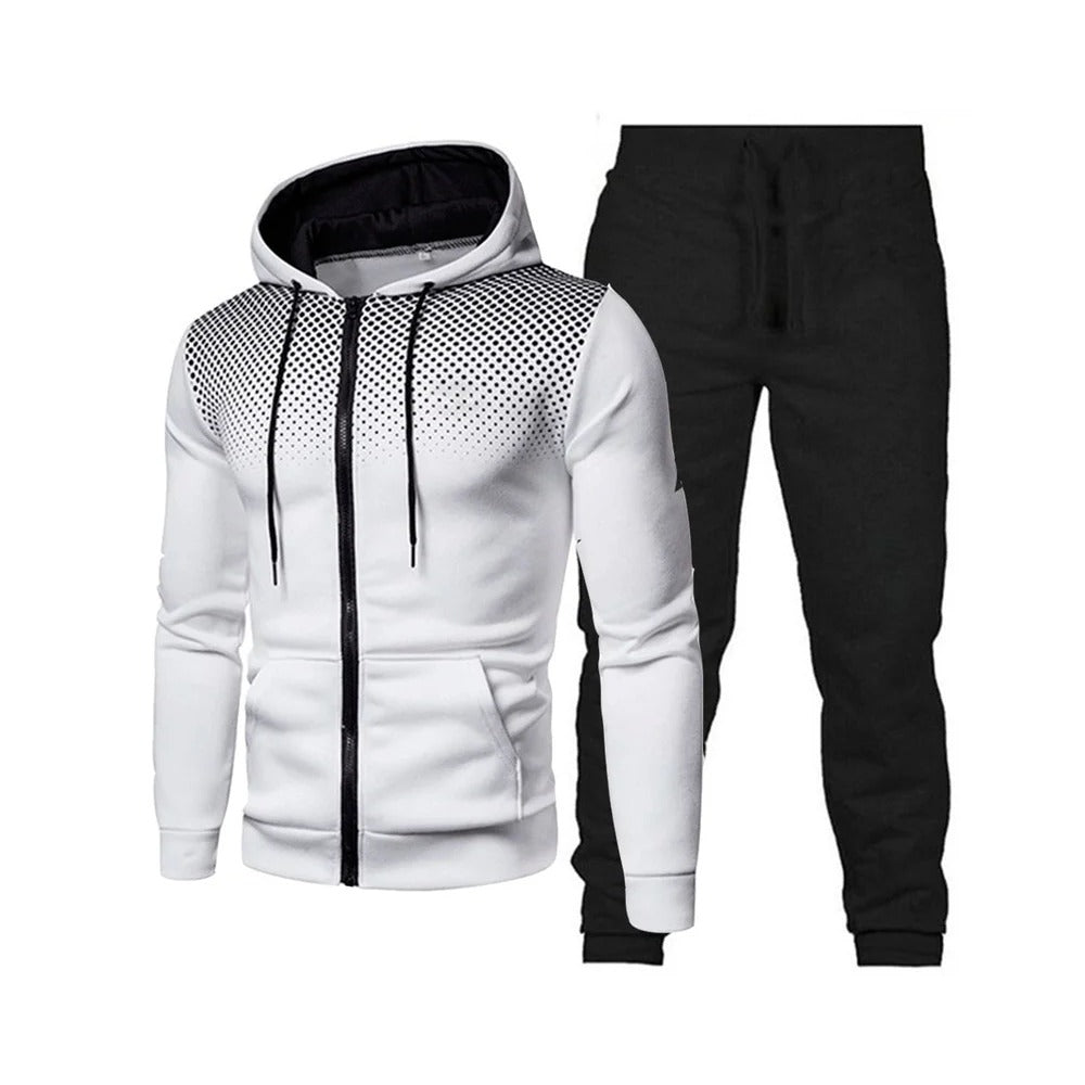 Color Blocking Pattern Hooded Tracksuit set for Men