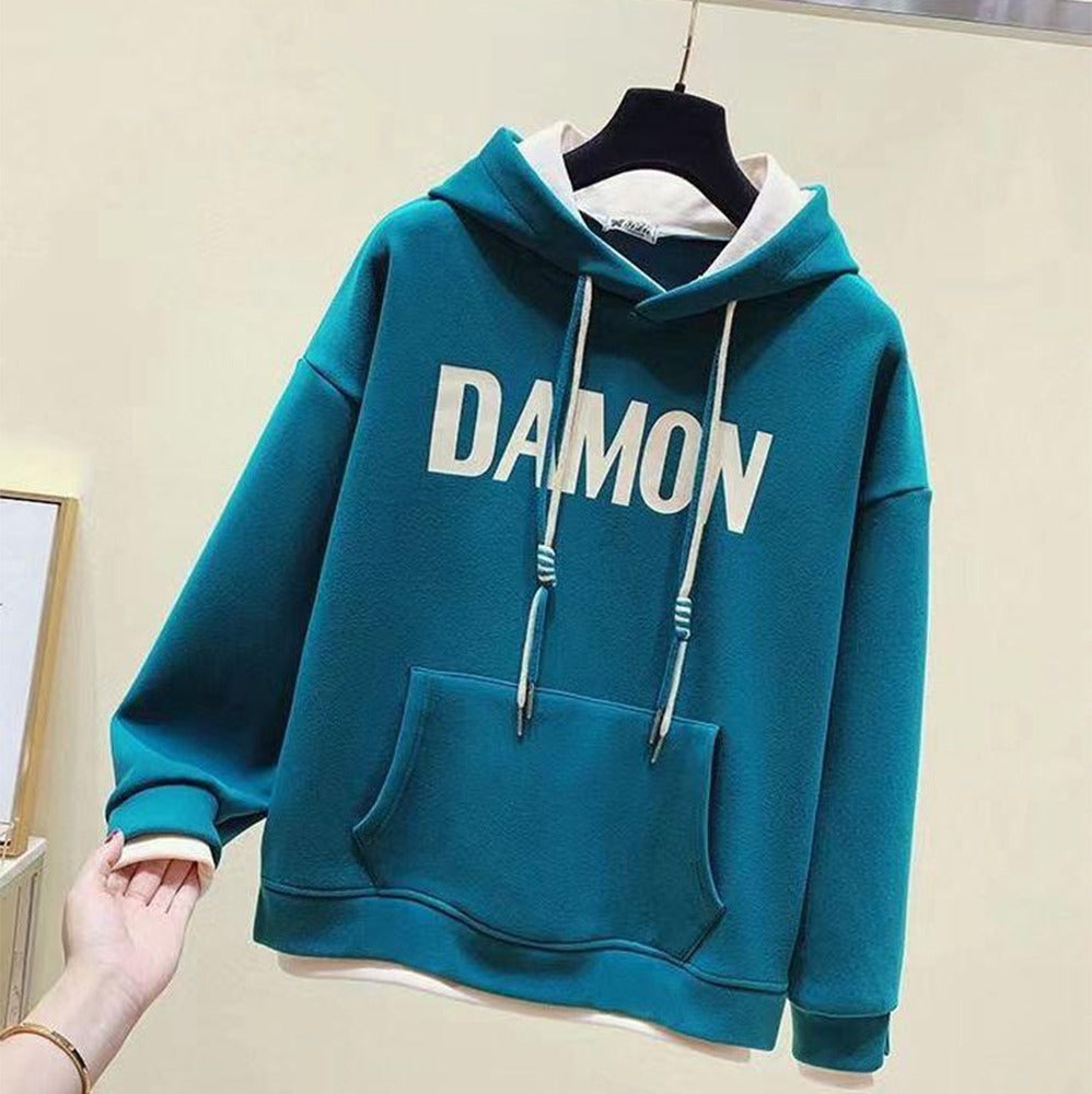 Autumn Winter Full Sleeve Txt Printed Hoodies for Women
