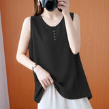 Crew Neck Fashion Solid Casual Sleeveless Top for Women