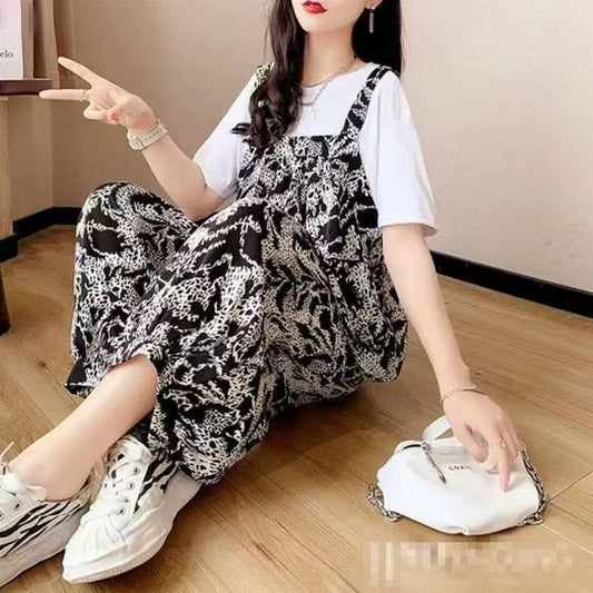 Summer Fit T-shirt Stitched Long Pant Dress for Women