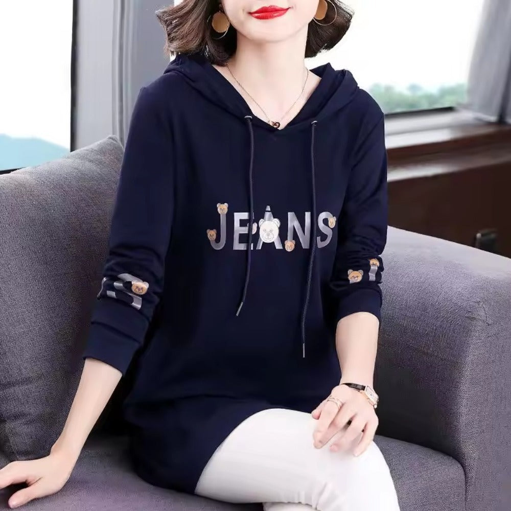 Text Printed Fashion Autumn Winter Full Sleeve T -shirt for Women