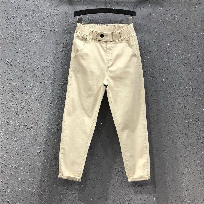 Elastic Waist Wide Leg Solid Harem Pants for Women