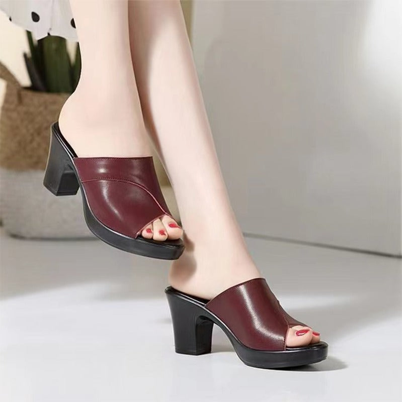 Summer Wear Peep Toe Fashion Solid Sandals for Women
