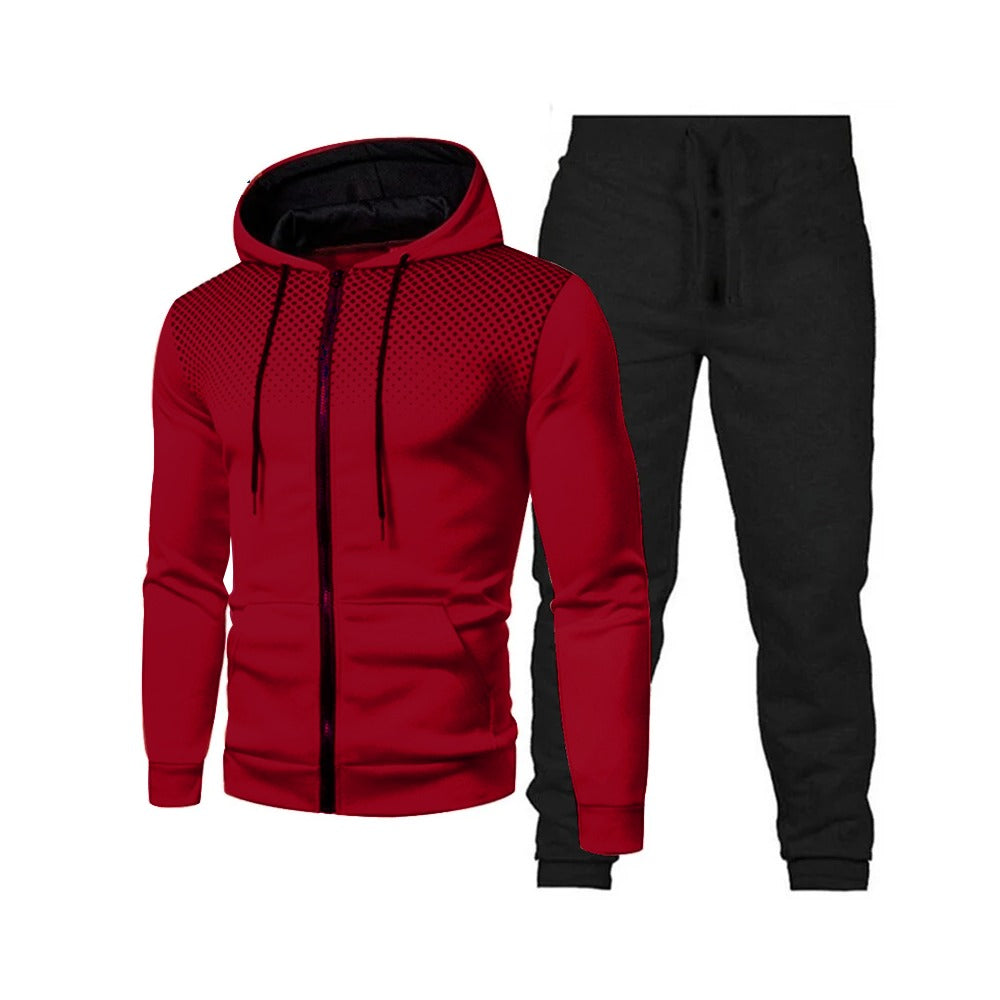 Color Blocking Pattern Hooded Tracksuit set for Men