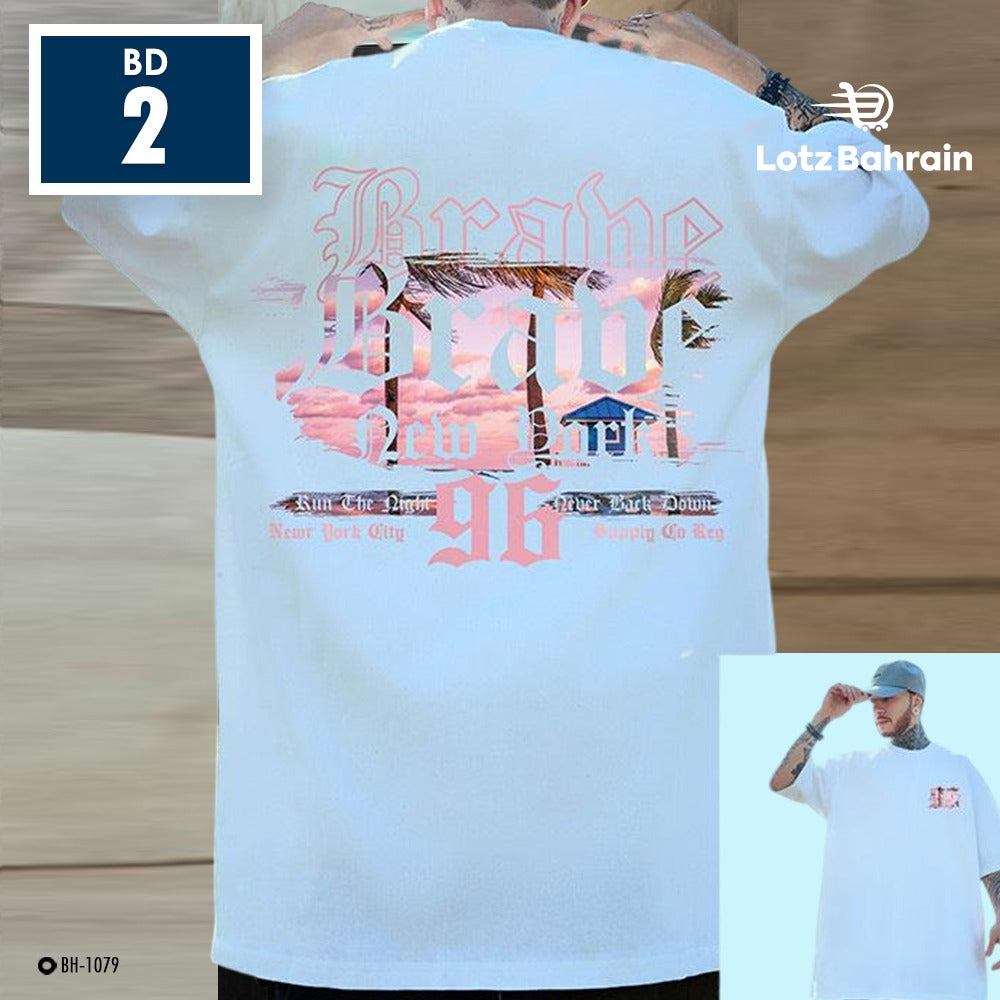 Round Neck Graphics Printed Oversized Fashion T-shirt for Men