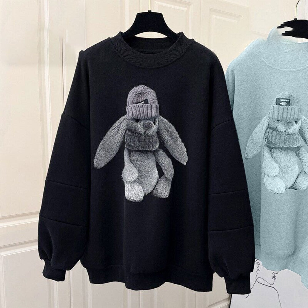 Rabbit Printed Fashion Long Sleeve Sweatshirt for Women