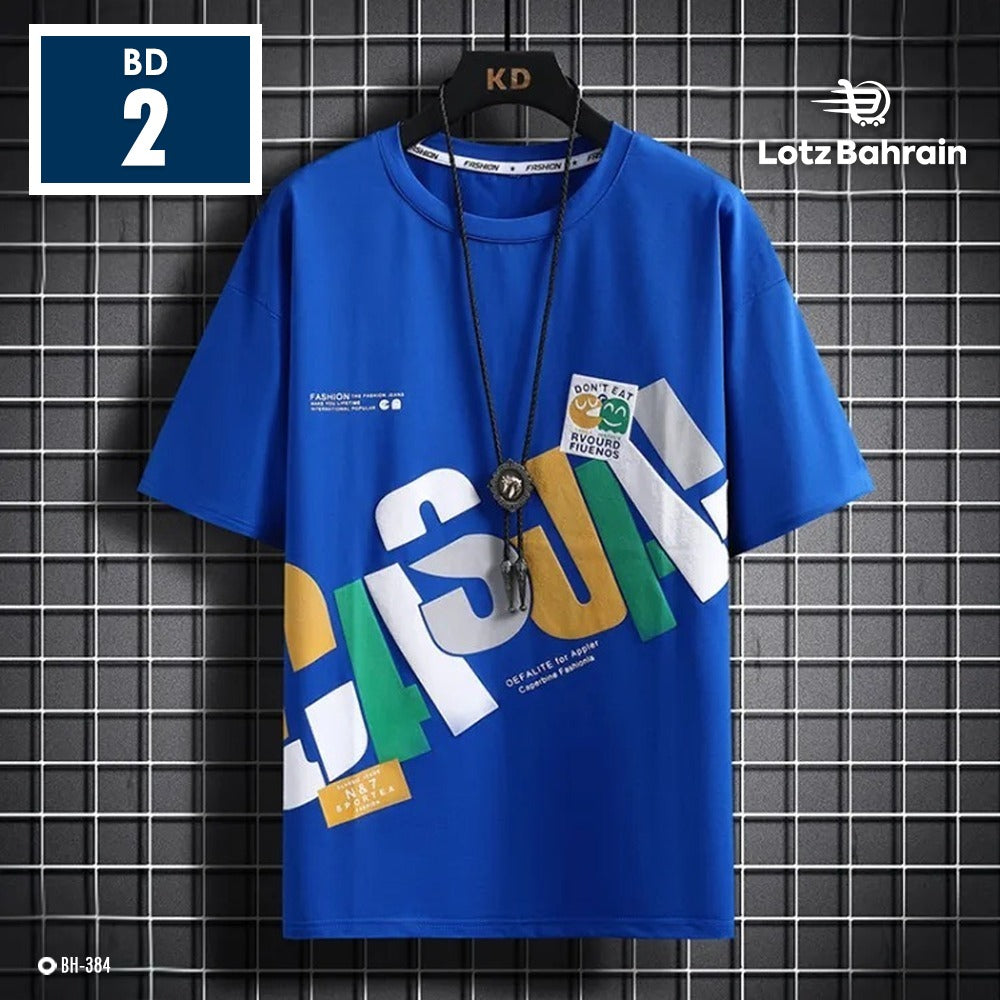 Round Neck Graphics Printed Oversized Fashion T-shirt for Men