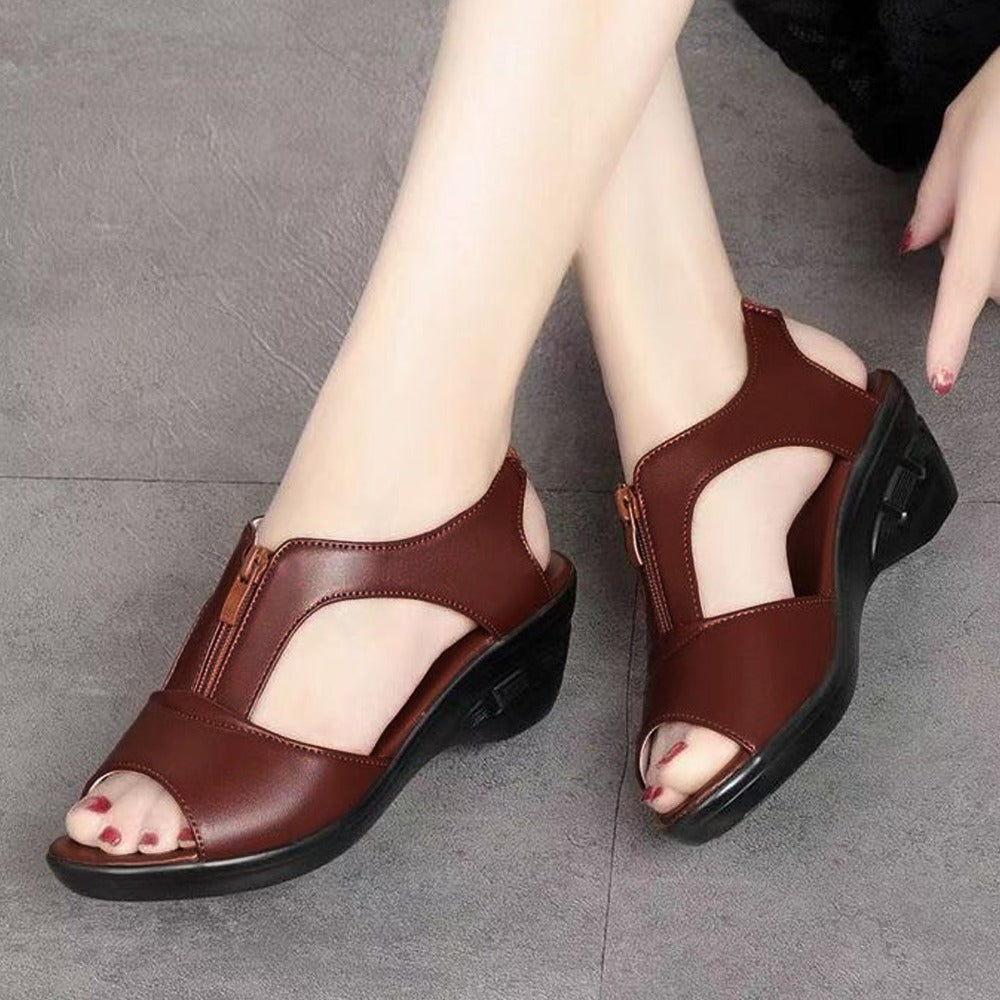 Party Fashion Peep Toe Mid Chunky Heel Sandals for Women