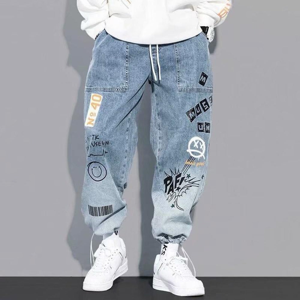 Printed Fashion Heavy Fade Casual Pants for Men