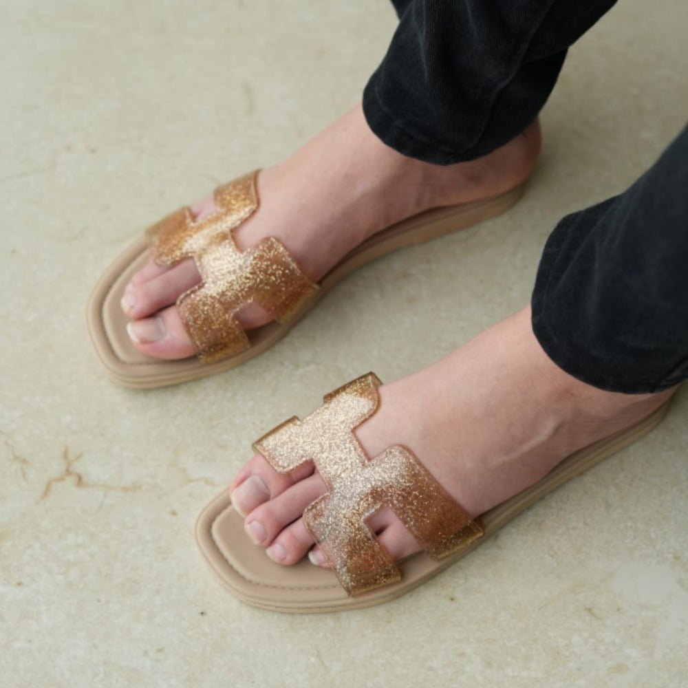 H Shape Fashion Solid Flat Sandals for Women