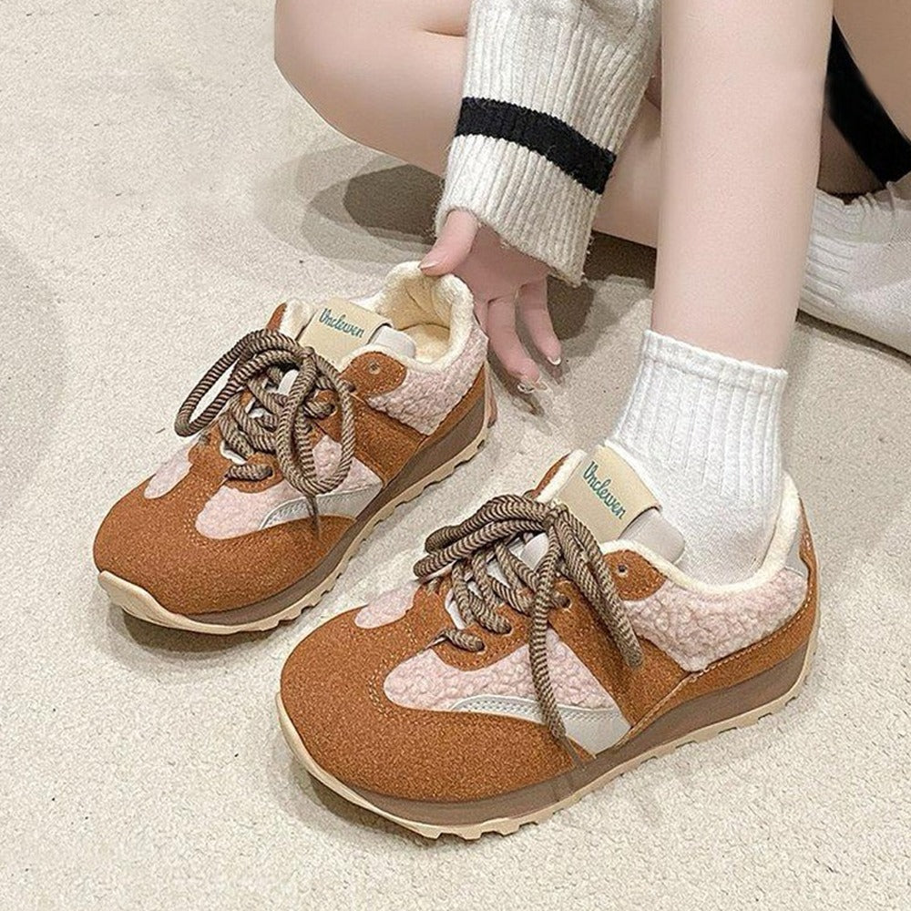 Artificial Leather Round Toe Lace Up Shoes for Women