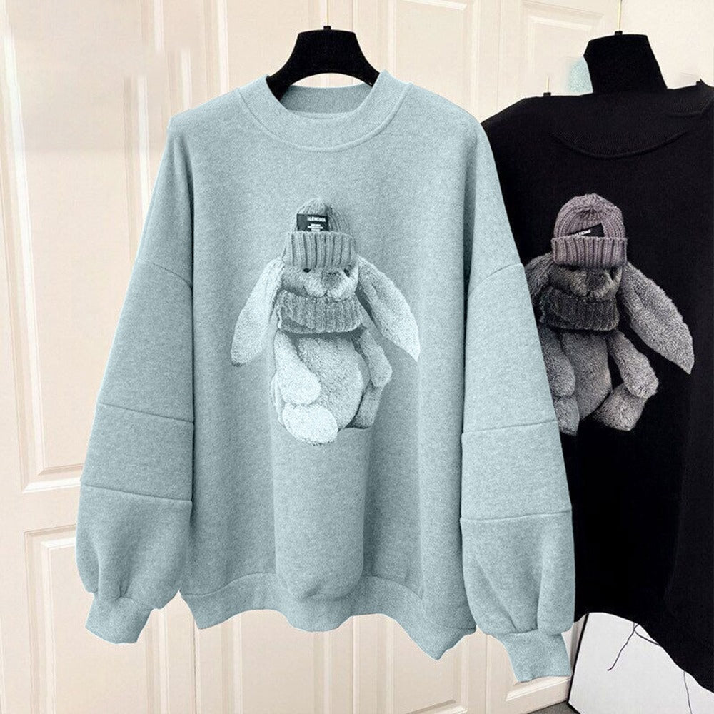 Rabbit Printed Fashion Long Sleeve Sweatshirt for Women