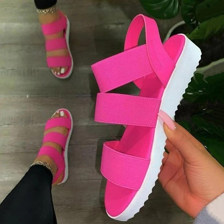 Latest Elastic Band Flat Solid Sandals for Women