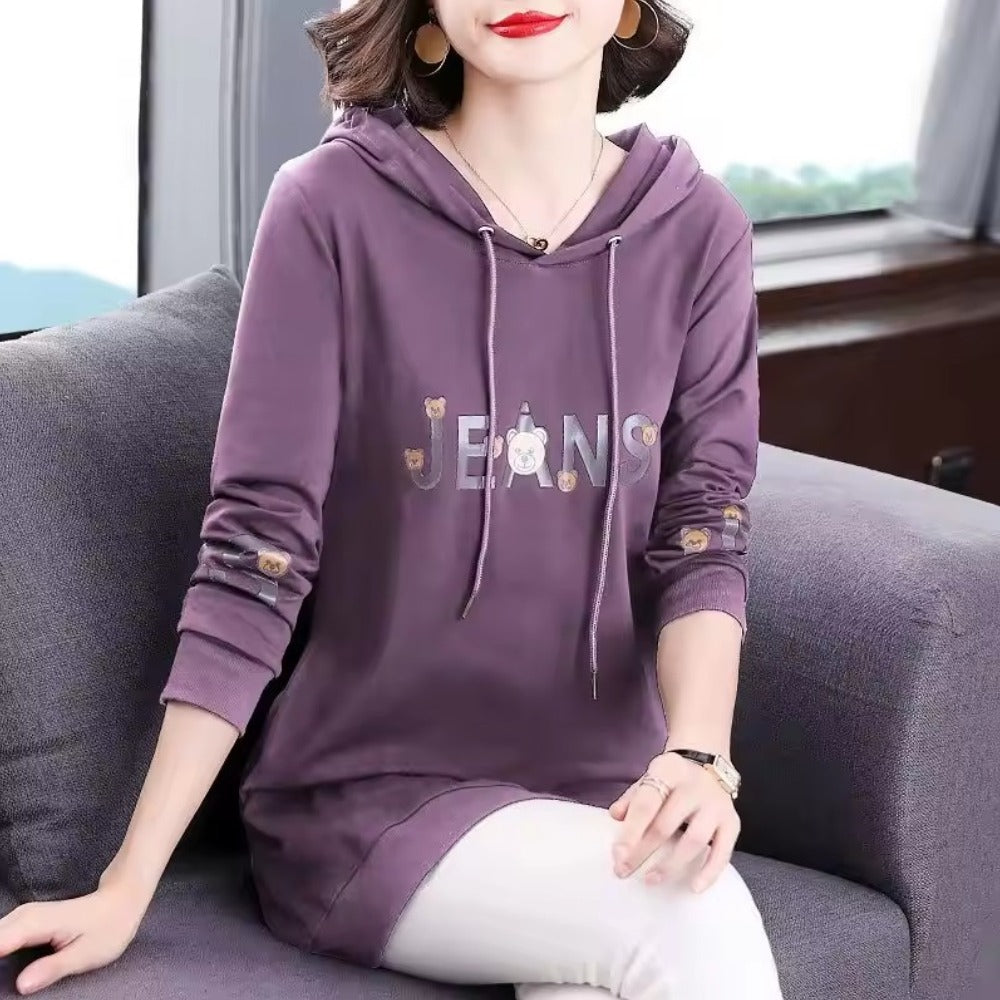 Text Printed Fashion Autumn Winter Full Sleeve T -shirt for Women