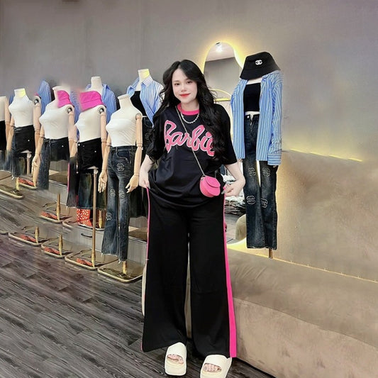 Casual Fashion Short Sleeve T-shirt & Long Pants for Women