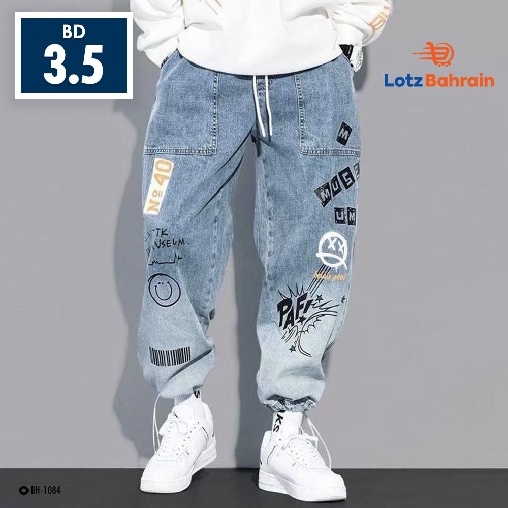 Printed Fashion Heavy Fade Casual Pants for Men