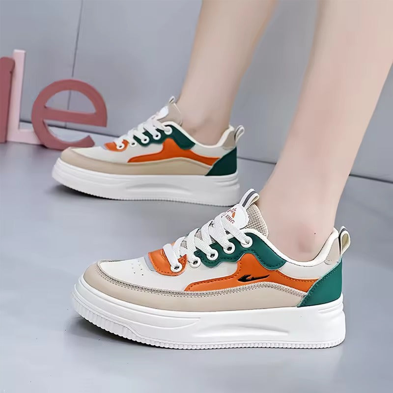 Round Toe Thick Sole Lace Up Fashion Sneakers Shoes for Women