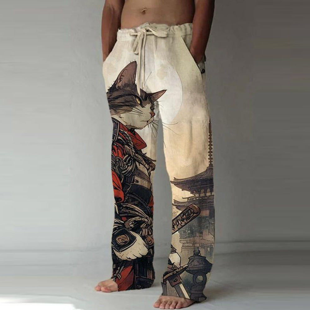 Summer Linen Baggy Printed Fashion Pants for Men