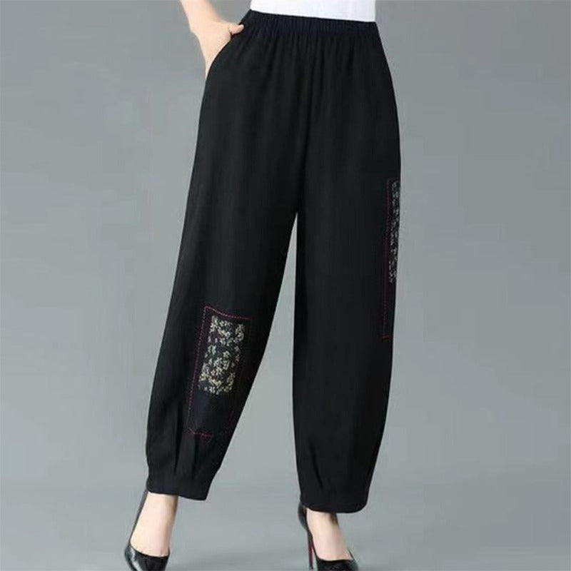 Vintage Ethnic Fashion Elastic Waist Baggy Harem Pants for Women