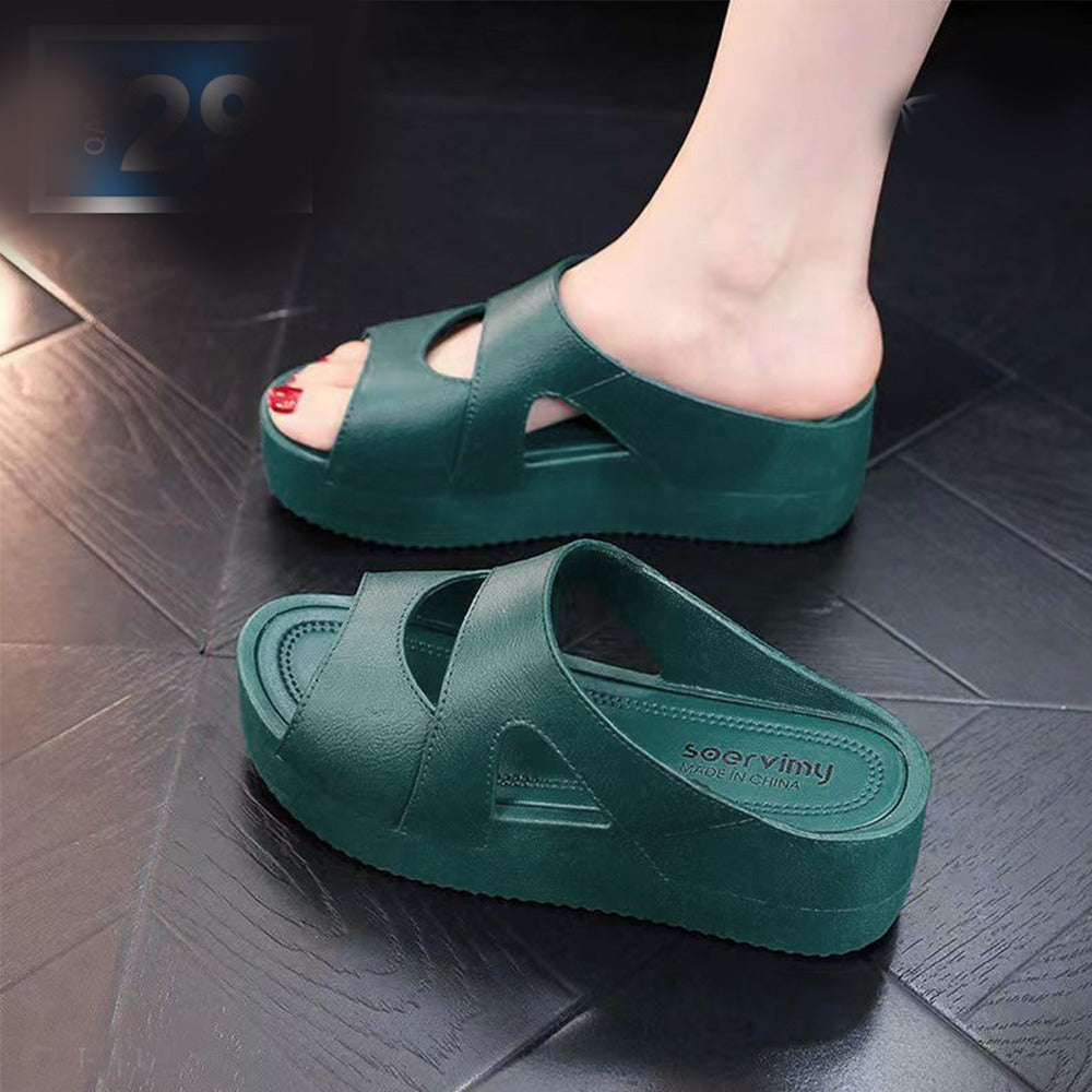 Chunky Slip-On Casual PVC Solid Sandals for Women