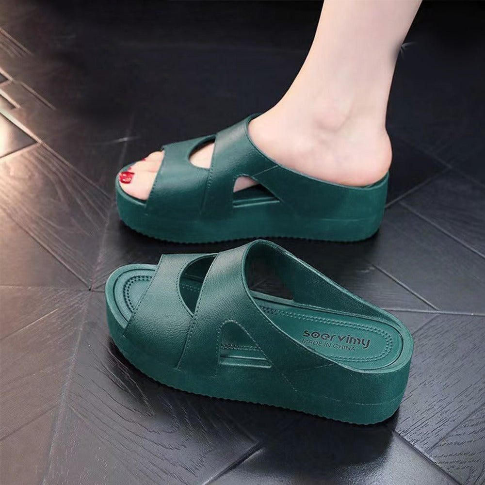 Chunky Slip-On Casual PVC Solid Sandals for Women