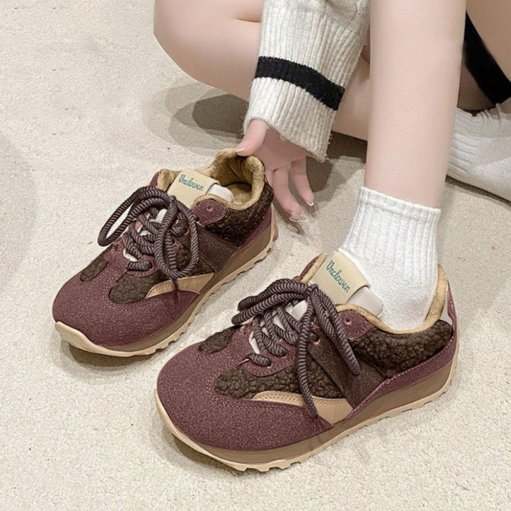 Artificial Leather Round Toe Lace Up Shoes for Women