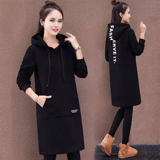 Winter Warm Long Fashion Hooded Dress for Women