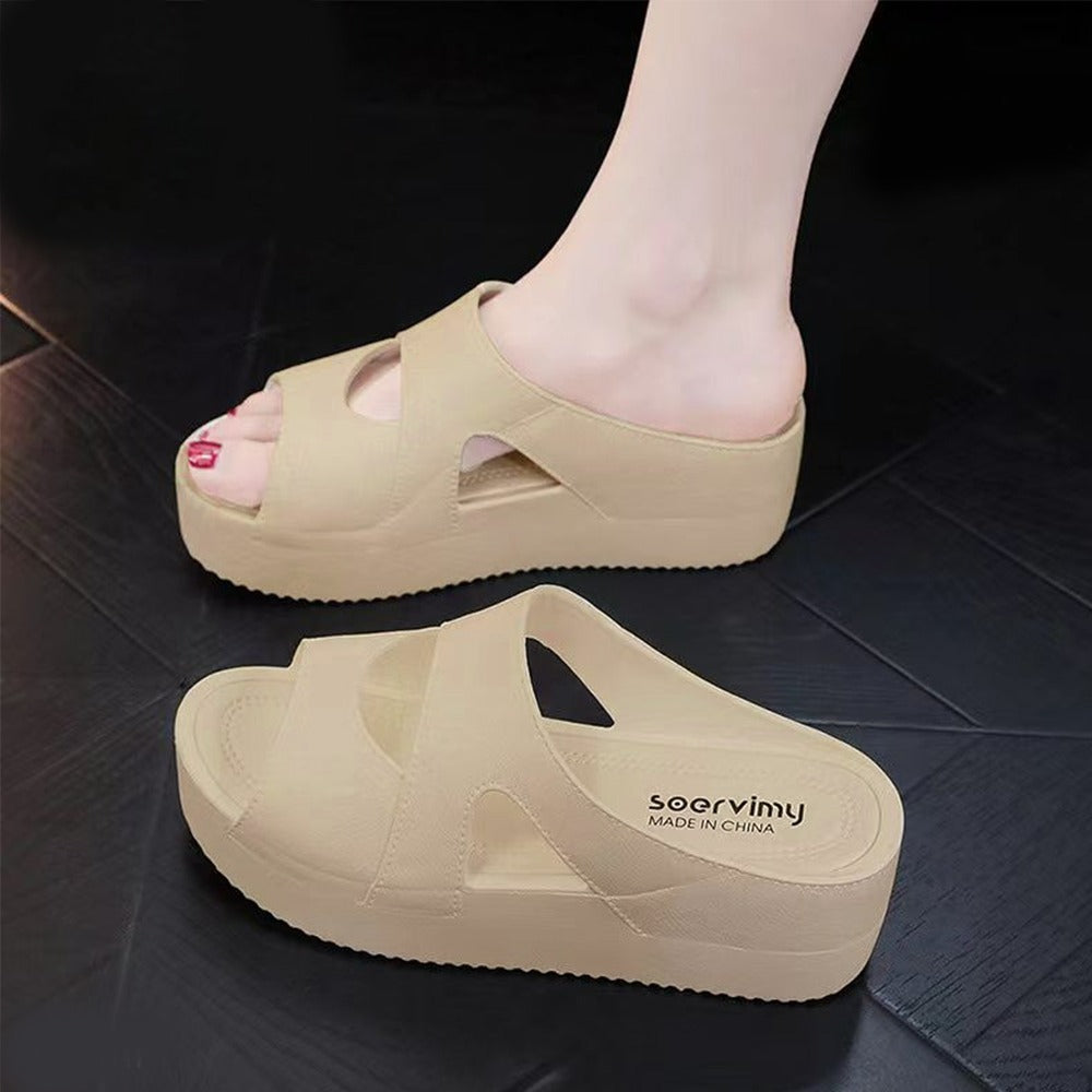 Chunky Slip-On Casual PVC Solid Sandals for Women