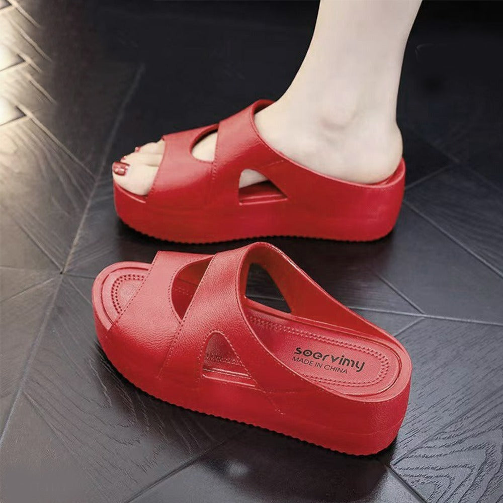 Chunky Slip-On Casual PVC Solid Sandals for Women
