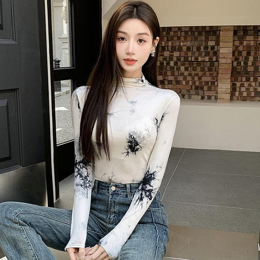 Korean Printed Fashion Aesthetic Full Sleeve T-shirt for Women