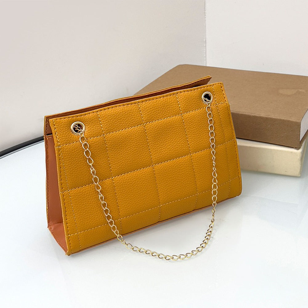 Leather Solid Chained Hand Shoulder Crossbody Bag for Women