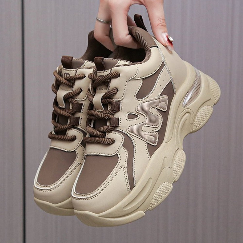 PU Leather Sneaker Thick Sole Wedge Sneakers for Women