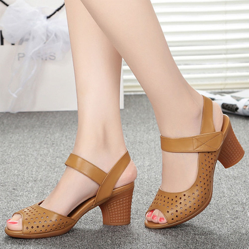 Fish Mouth Fashion Mid Heel Solid Sandals for Women