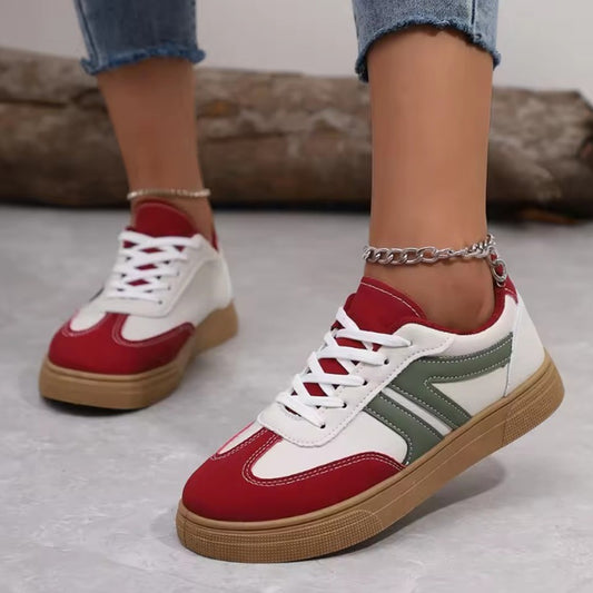 New Fashion Flat Dual Color Synthetic Sneakers for Women