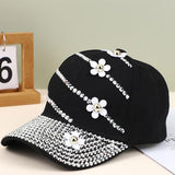 Bling Fashion Baseball Cap with Flower for Women