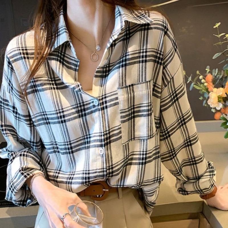 Streetwear Full Sleeve Checkered Pattern Shirt for Women