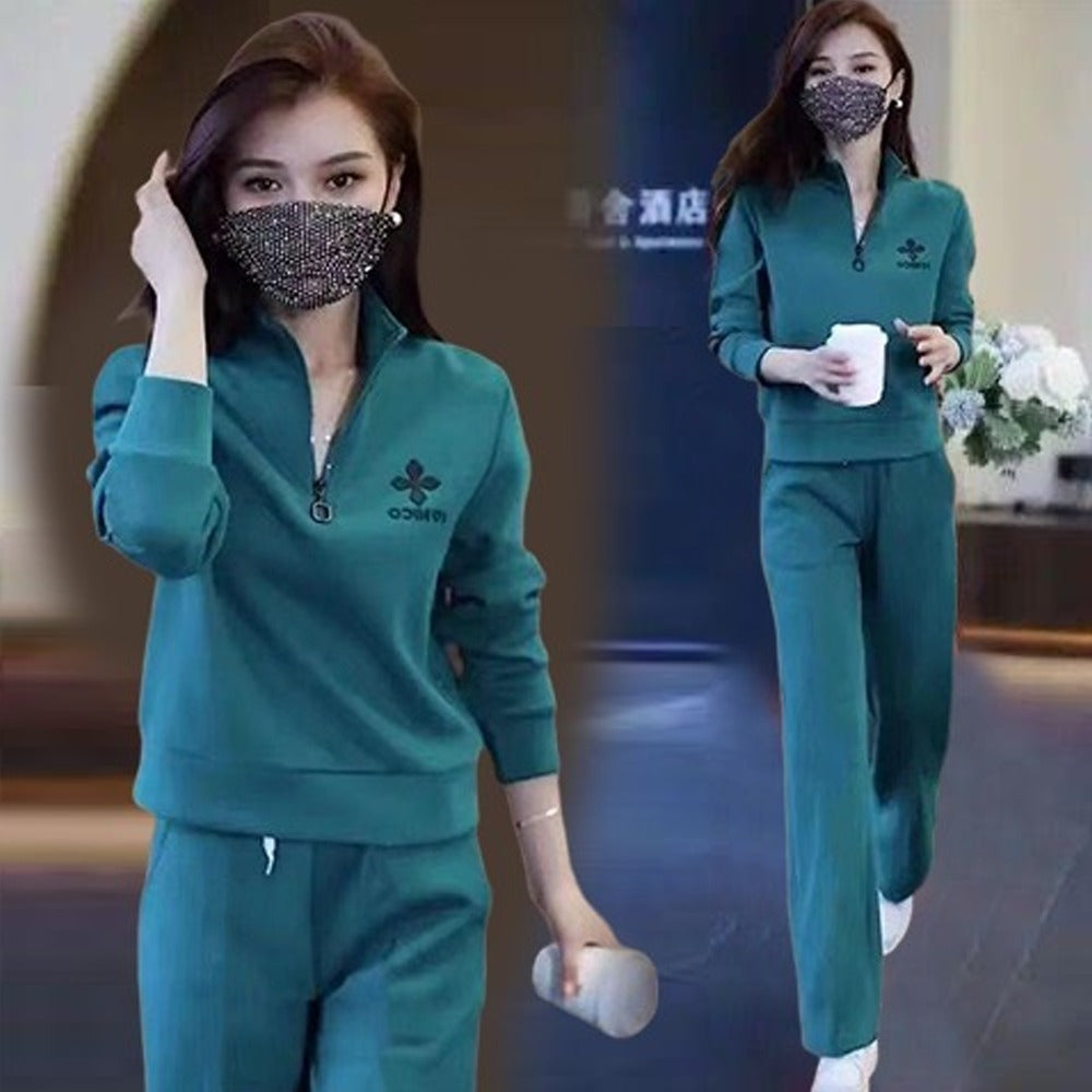 Full Sleeve Solid Color Casual Tracksuit Dress for Women