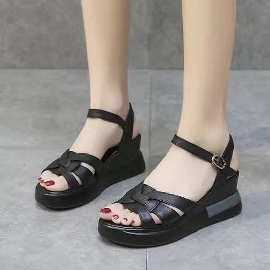 Summer Retro Fashion Solid Wedge Sandals for Women