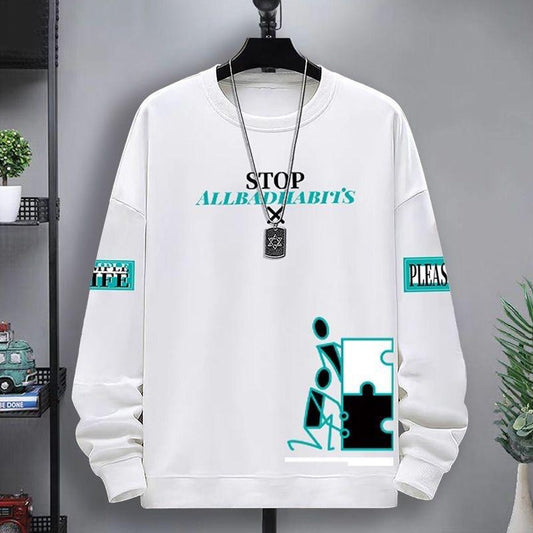 Full Text Graphics Printed Pullover for Men